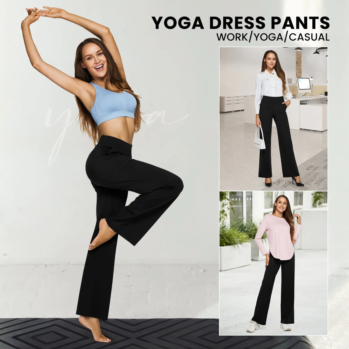 G4Free Women's High-Waist Wide-Leg Yoga Pants