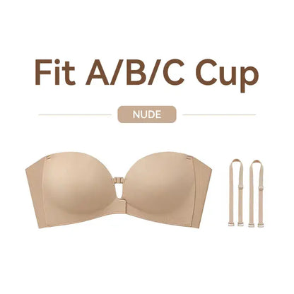 LUCKMEEY Strapless Front Closure Push Up Bra