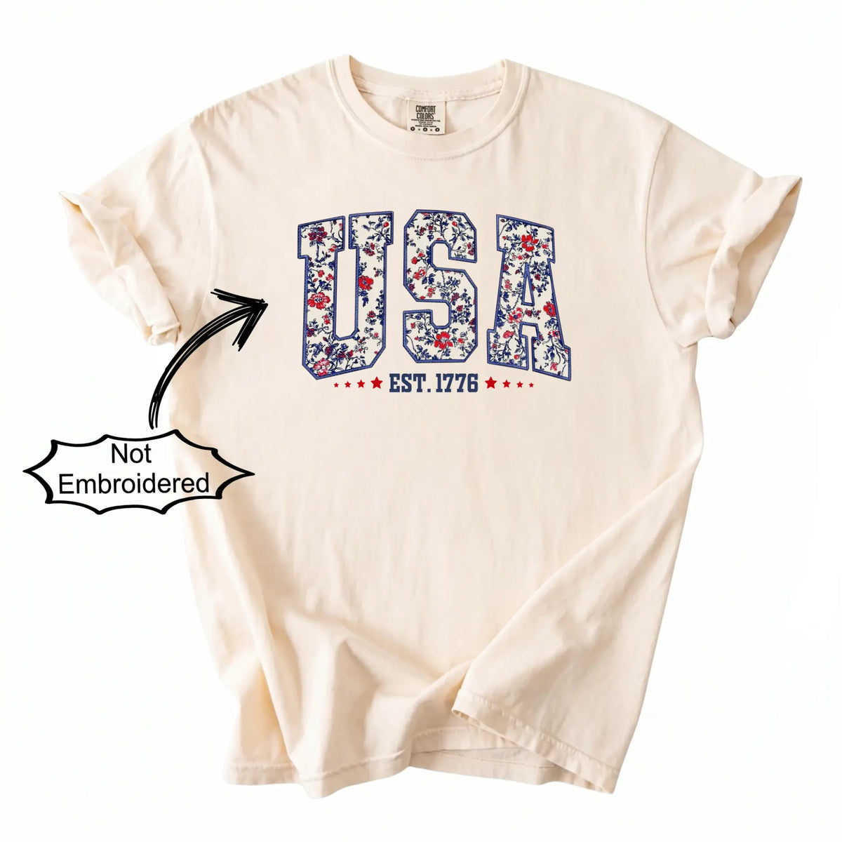 Retro USA Floral Comfort Colors Shirt