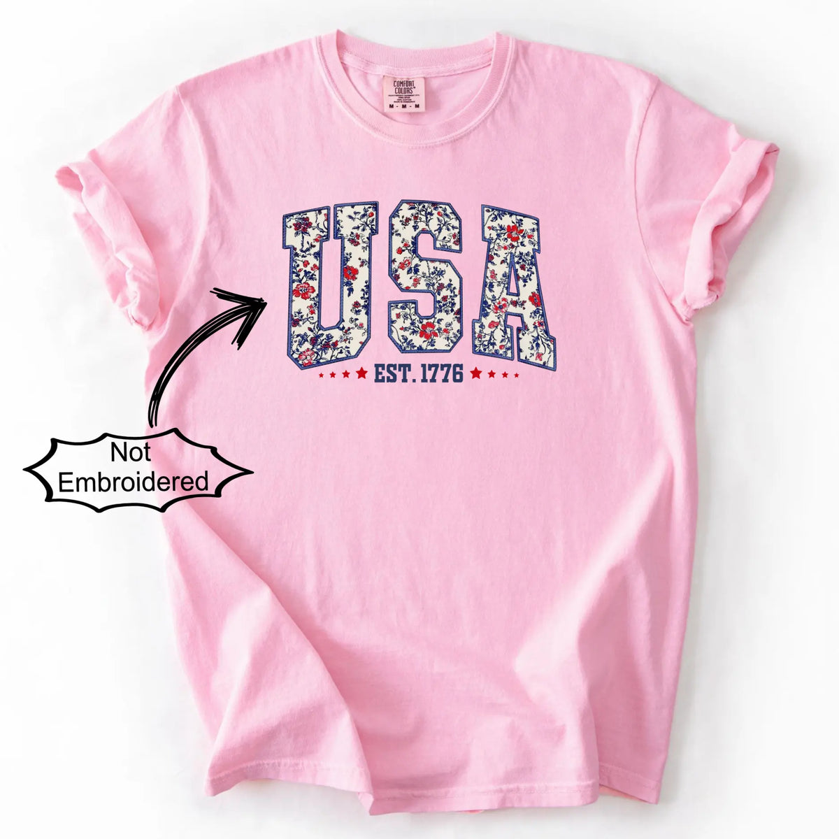 Retro USA Floral Comfort Colors Shirt