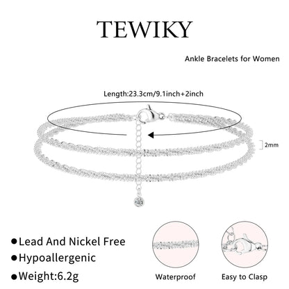 TEWIKY Layered Waterproof Anklet for Women