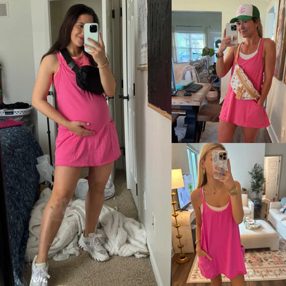 Tanming Women's Athletic Romper Dress with Pockets