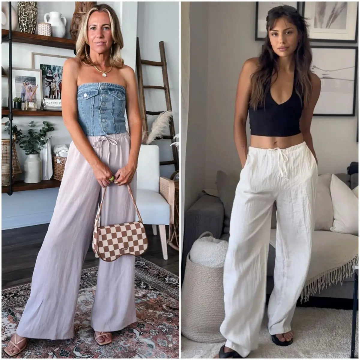 UANEO Women's Cotton Linen Palazzo Pants