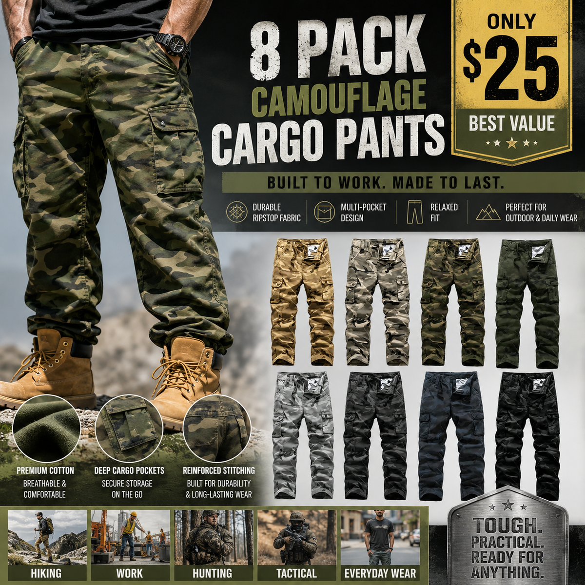 🔥 【LAST DAY SALE】Men’s practical camouflage cargo pant🔥