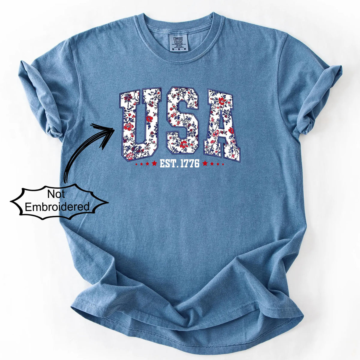 Retro USA Floral Comfort Colors Shirt