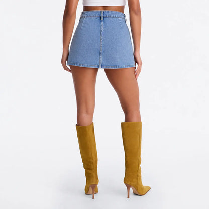 Women Denim Skort Skirt | Casual, Y2K Style, Mid Waist, Mini Length