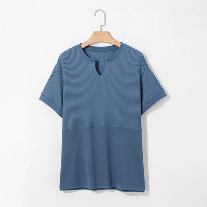 Women's Waffle Knit V-Neck Tunic Top