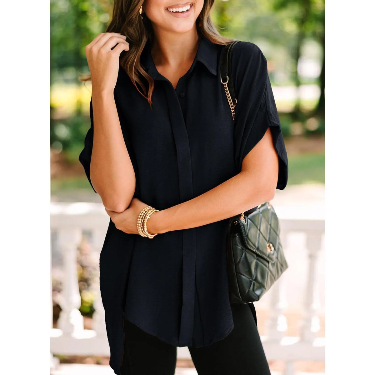 DOKOTOO Women's Dressy Casual V-Neck Button-