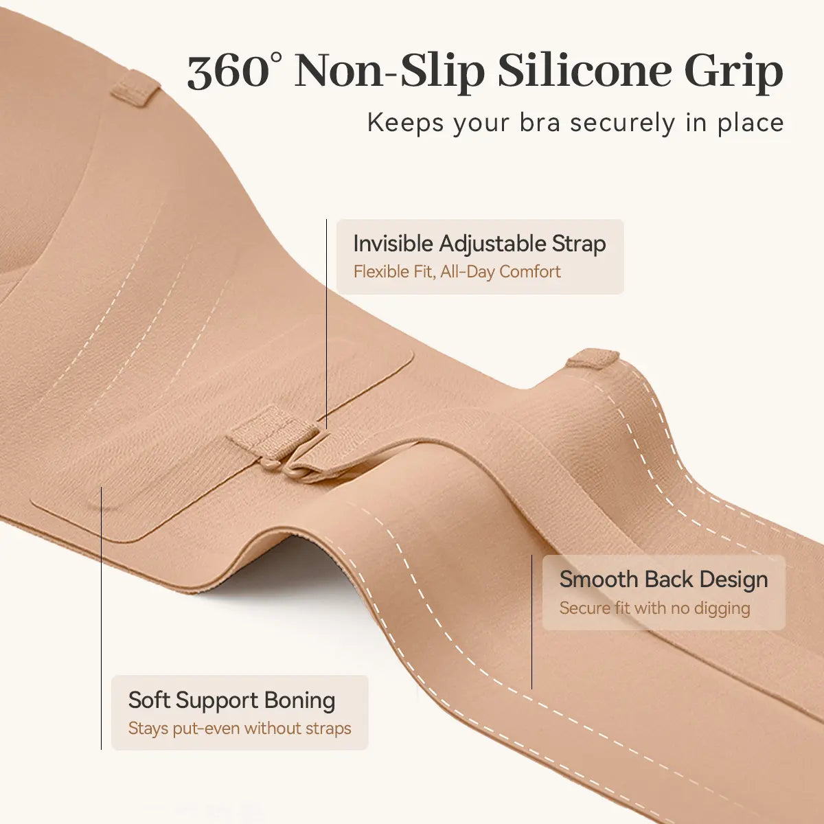 LUCKMEEY Strapless Front Closure Push Up Bra