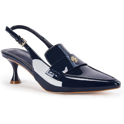 Coutgo Women's Pointed Toe Kitten Heel Sandals - Black, Slip-On Dress Shoes