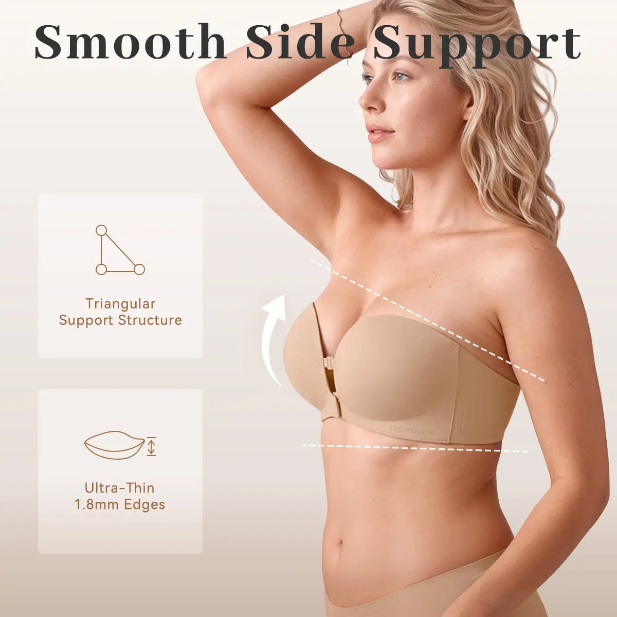 LUCKMEEY Strapless Front Closure Push Up Bra