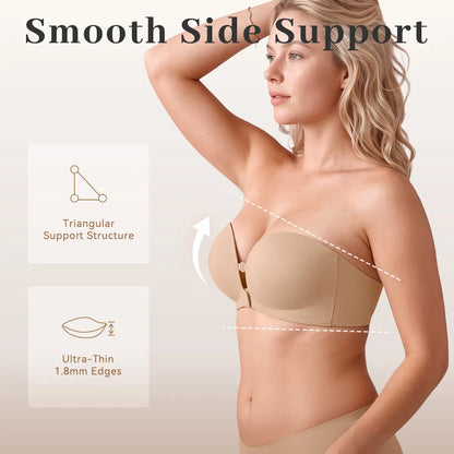 LUCKMEEY Strapless Front Closure Push Up Bra