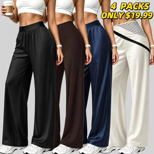 Autumnal  Satin Pant Wide-Leg Trousers in Polyester
