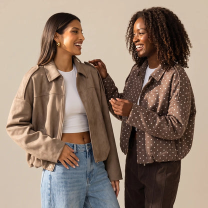 Katch Me Chic Women's Winter Vintage Collared Zipper Jacket - Oversized Outerwear for Ladies