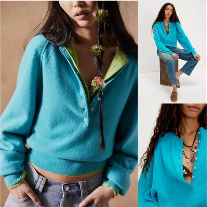 UANEO Women's Long Sleeve Knit Sweater Lightweight for Fall