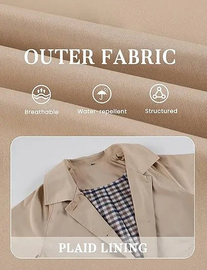 UANEO Womens Cropped Trench Coat in Green