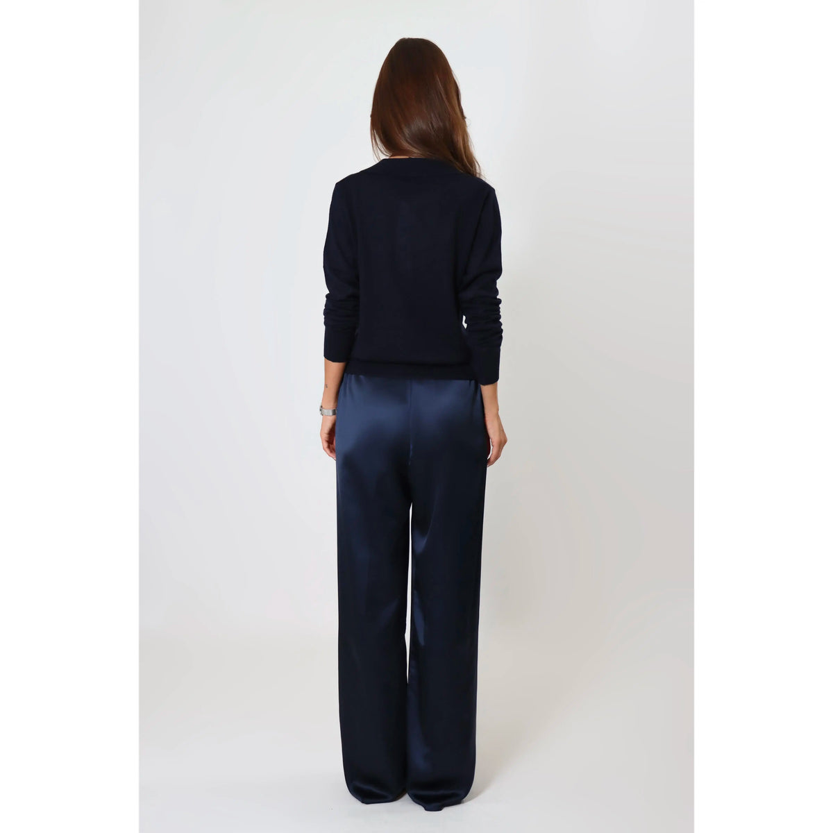 Autumnal  Satin Pant Wide-Leg Trousers in Polyester