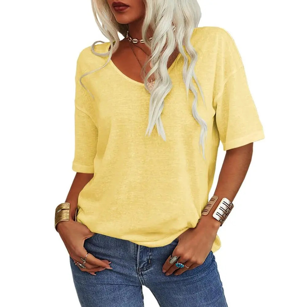 PiePieBuy Womens V Neck Soft Loose Fit T-Shirt