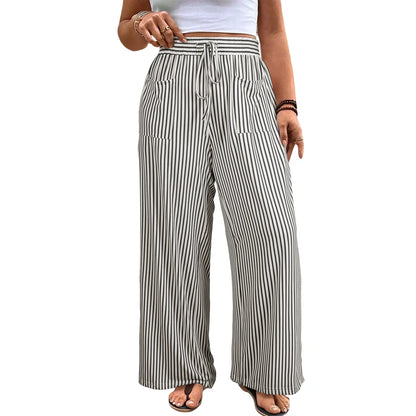Eytino Plus Size Striped Wide Leg Pants