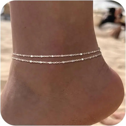 TEWIKY Layered Waterproof Anklet for Women