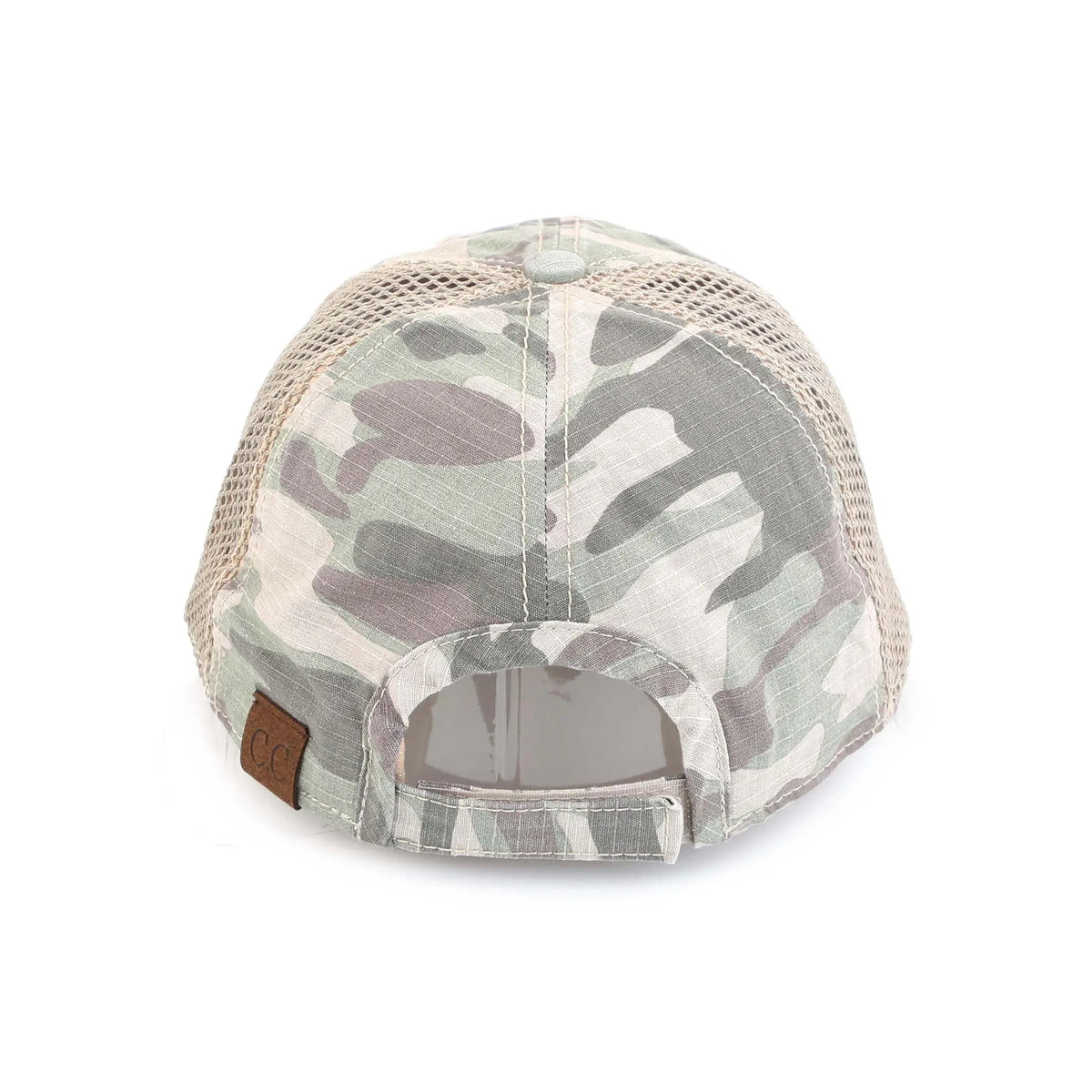 C.C Distressed Camo Baseball Cap - Fitted Cotton-Poly
