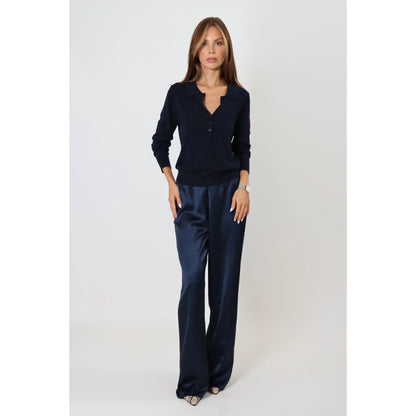 Autumnal  Satin Pant Wide-Leg Trousers in Polyester