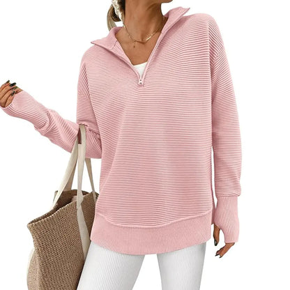 PRETTYGARDEN Women's Quarter Zip Ribbed Sweater