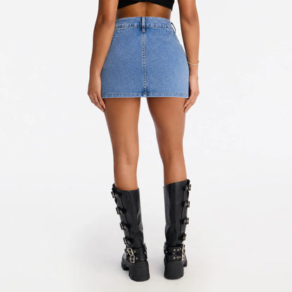 Women Denim Skort Skirt | Casual, Y2K Style, Mid Waist, Mini Length