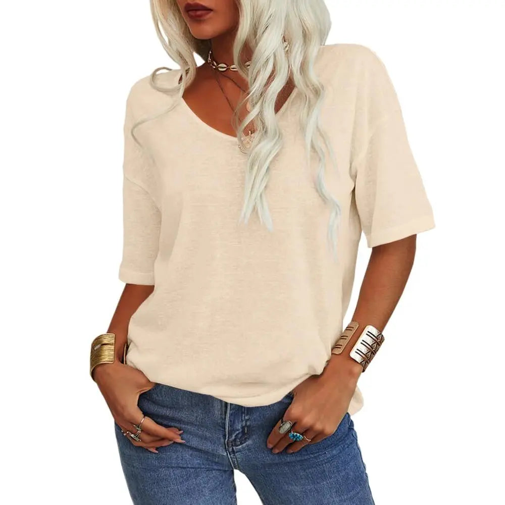 PiePieBuy Womens V Neck Soft Loose Fit T-Shirt