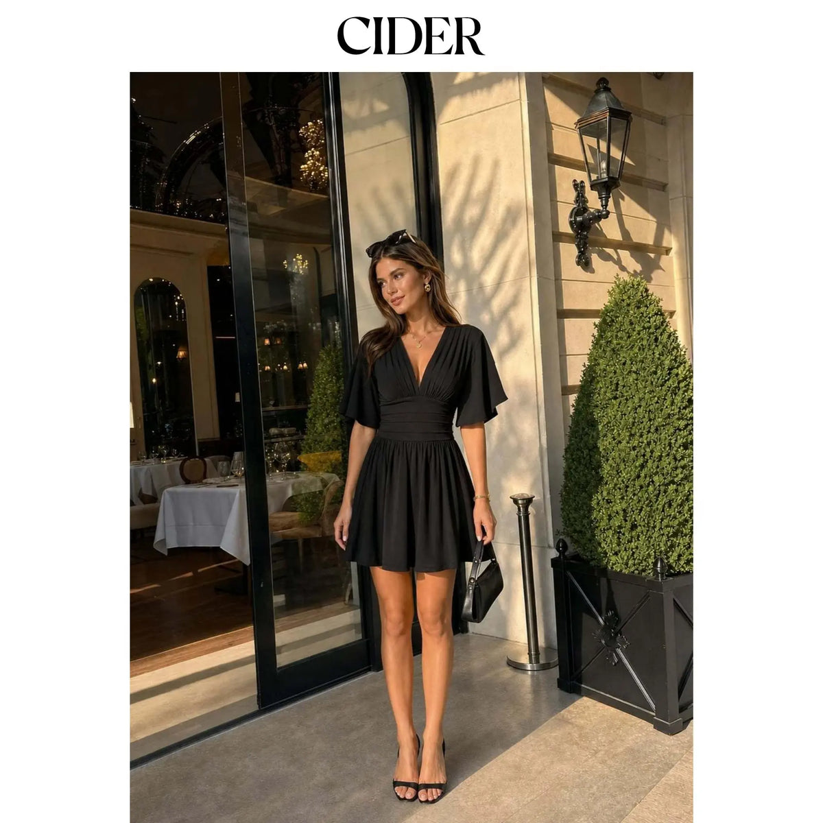 Textured V-Neck Ruched Ribbed Romper