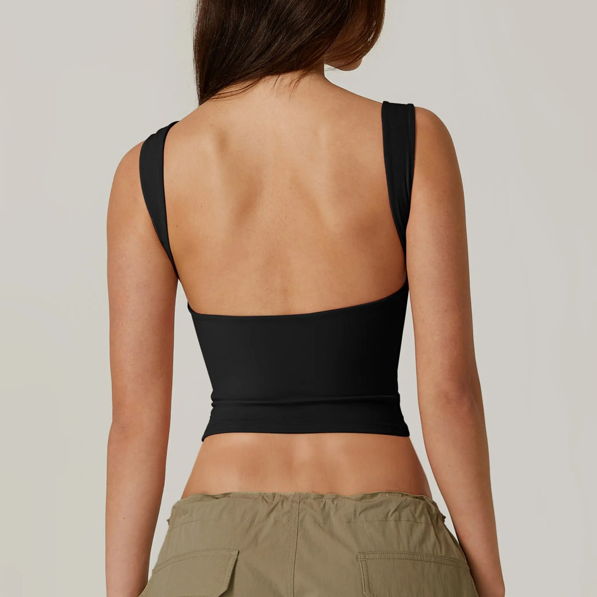 QINSEN Women's Open Back Sleeveless Crop Top