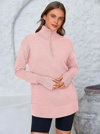 PRETTYGARDEN Women's Quarter Zip Ribbed Sweater
