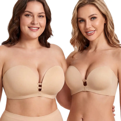 LUCKMEEY Strapless Front Closure Push Up Bra
