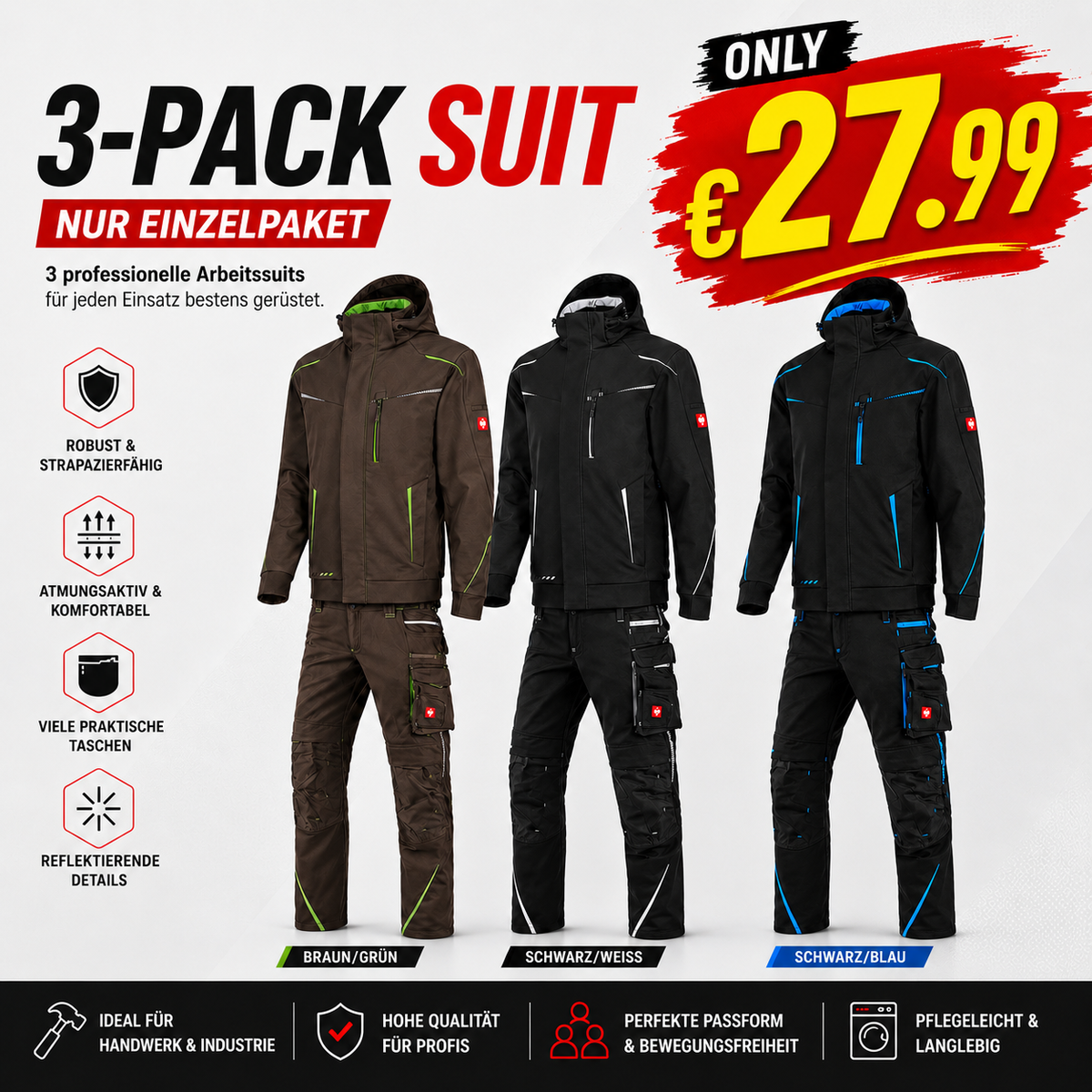 ☀️e.s.motion 2020ARBEITSBUNDHOSE & WINTER-SOFTSHELLJACKE IM SET❄️