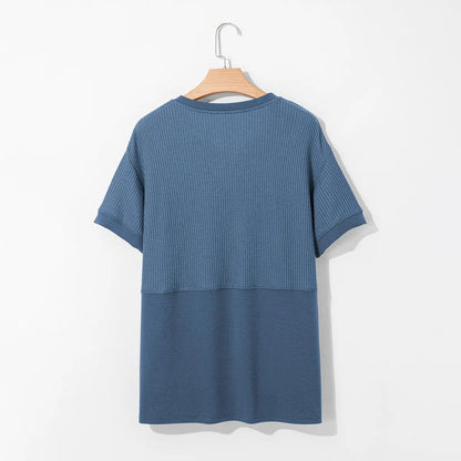 Women's Waffle Knit V-Neck Tunic Top