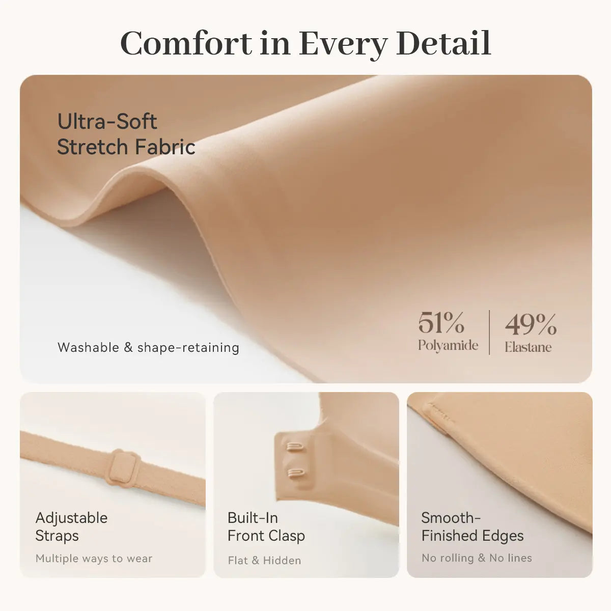 LUCKMEEY Strapless Front Closure Push Up Bra