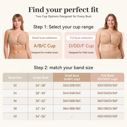 LUCKMEEY Strapless Front Closure Push Up Bra