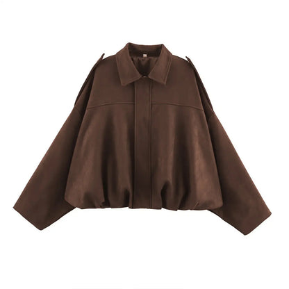 Katch Me Chic Women's Winter Vintage Collared Zipper Jacket - Oversized Outerwear for Ladies