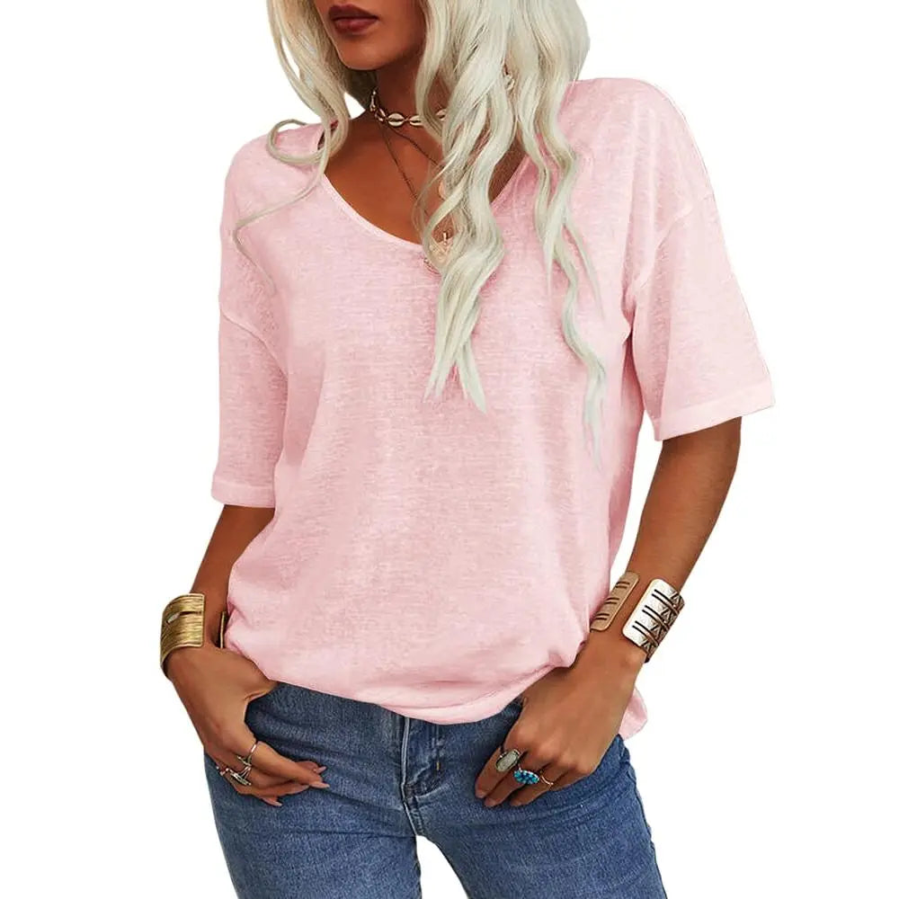PiePieBuy Womens V Neck Soft Loose Fit T-Shirt