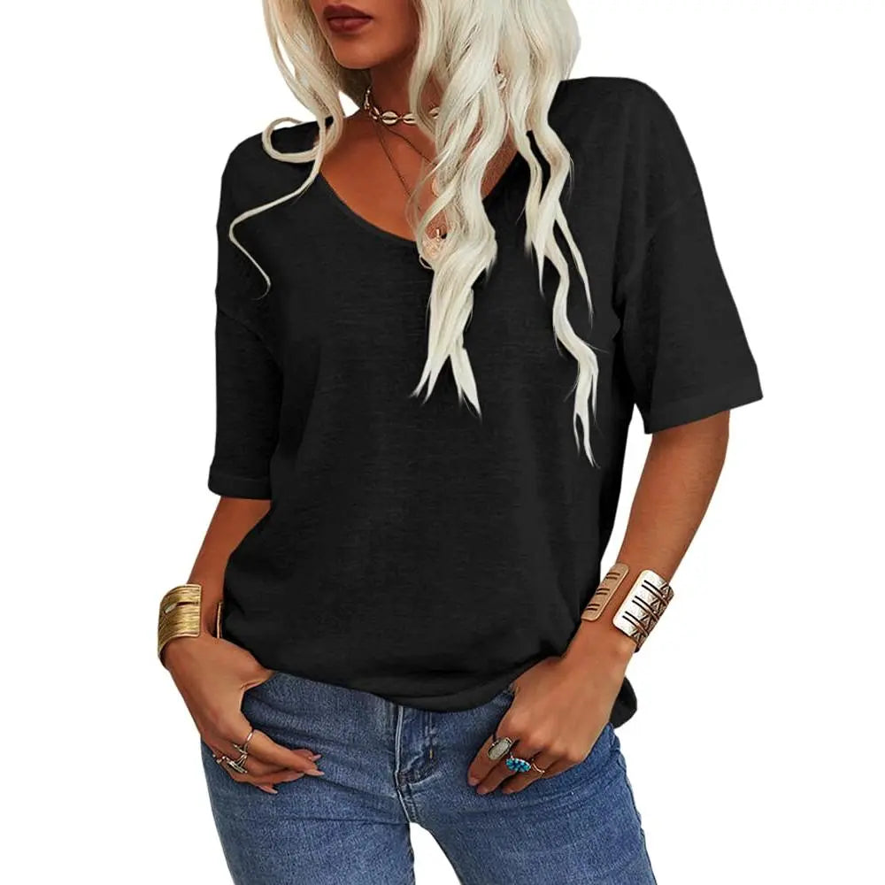 PiePieBuy Womens V Neck Soft Loose Fit T-Shirt