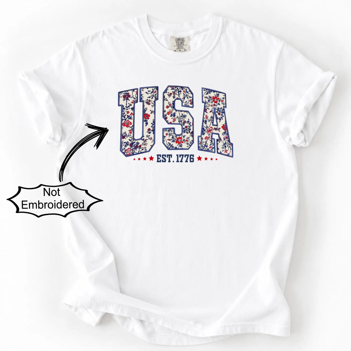 Retro USA Floral Comfort Colors Shirt