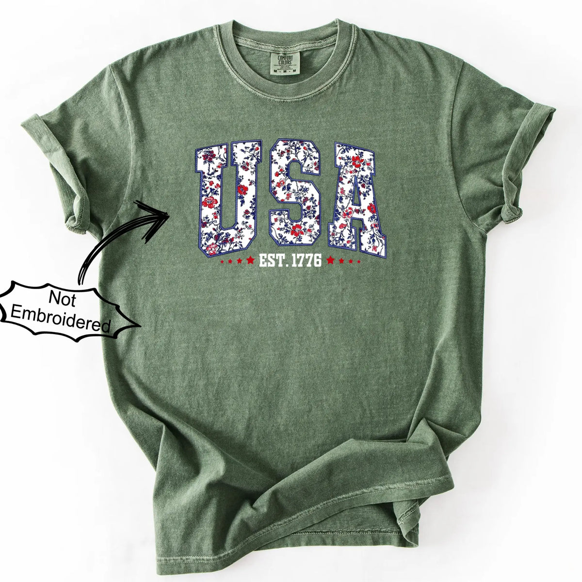 Retro USA Floral Comfort Colors Shirt