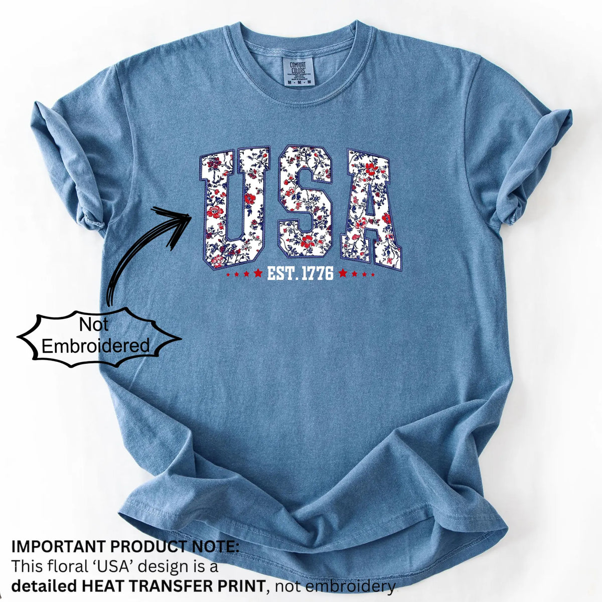 Retro USA Floral Comfort Colors Shirt