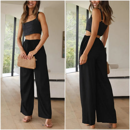 UANEO Women's Cotton Linen Palazzo Pants