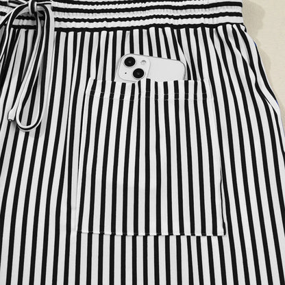 Eytino Plus Size Striped Wide Leg Pants