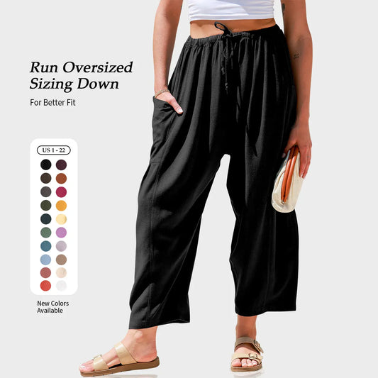 TARSE Women’s Linen Blend Wide Leg Pants