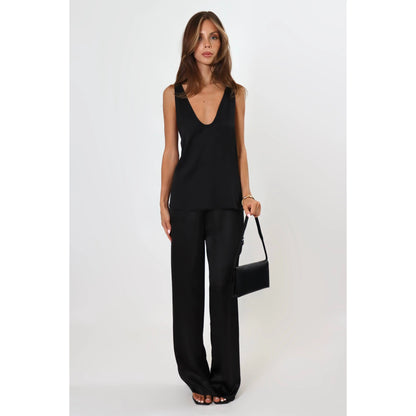 Autumnal  Satin Pant Wide-Leg Trousers in Polyester