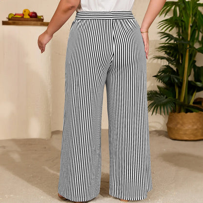 Eytino Plus Size Striped Wide Leg Pants