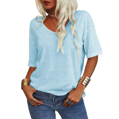 PiePieBuy Womens V Neck Soft Loose Fit T-Shirt