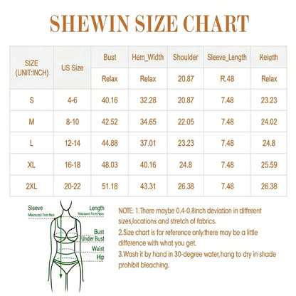 Shewin Women's Striped Knit Short Sleeve Pullover